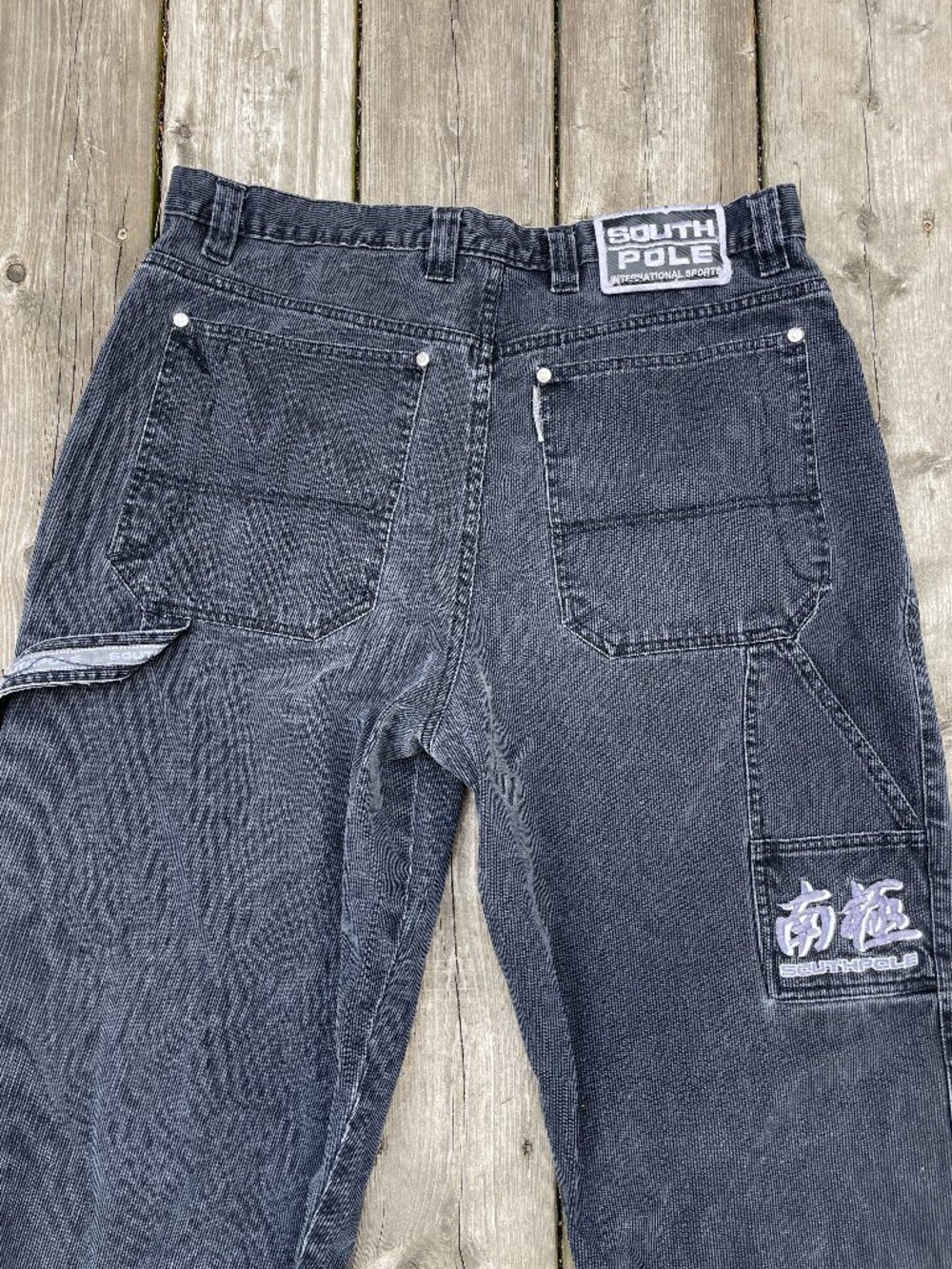 Vintage Y2K South Pole Embroidered Jeans Size 36 Corduroy Denim Jorts Gray